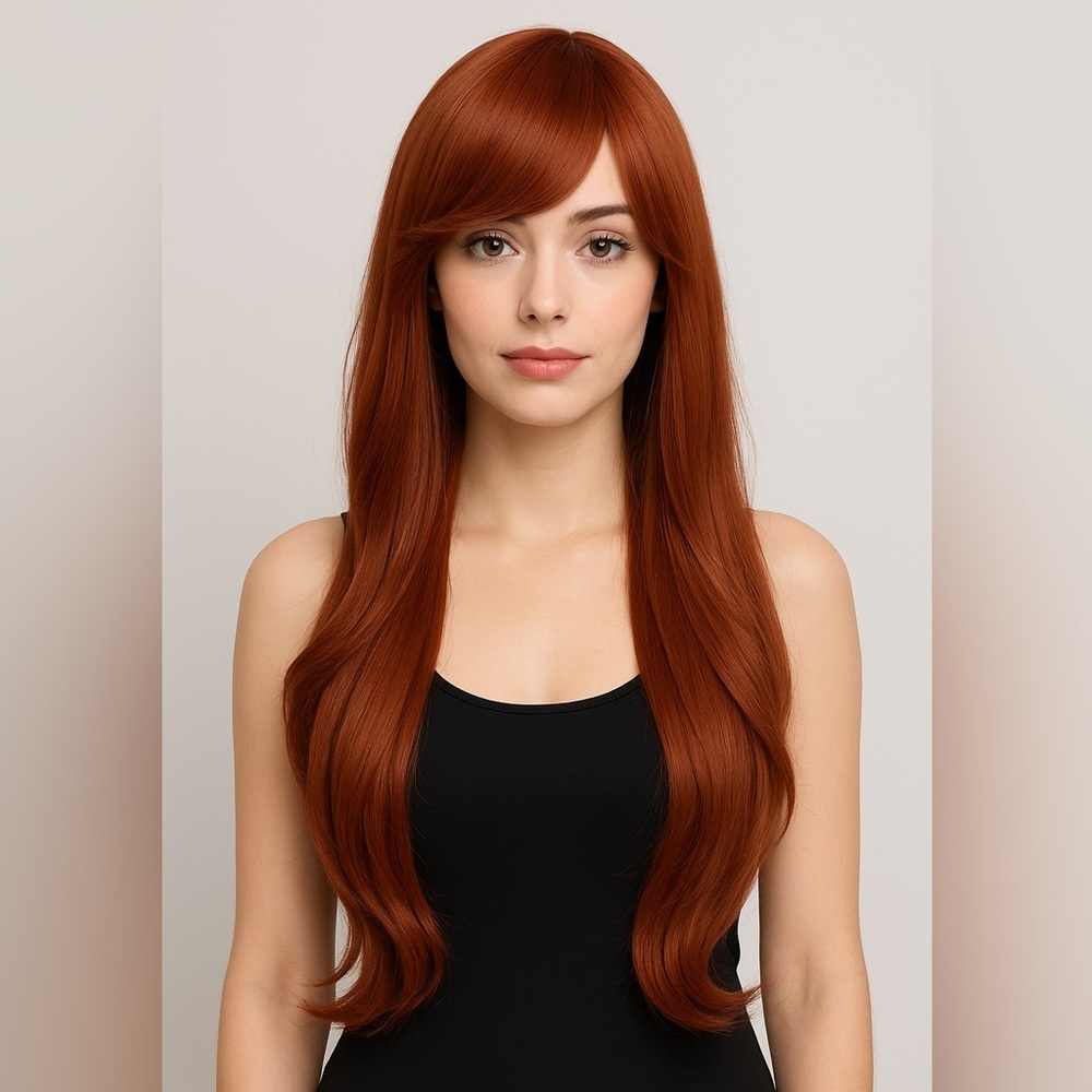 Dark Red 28 Inch Synthetic Wavy Cosplay Wig